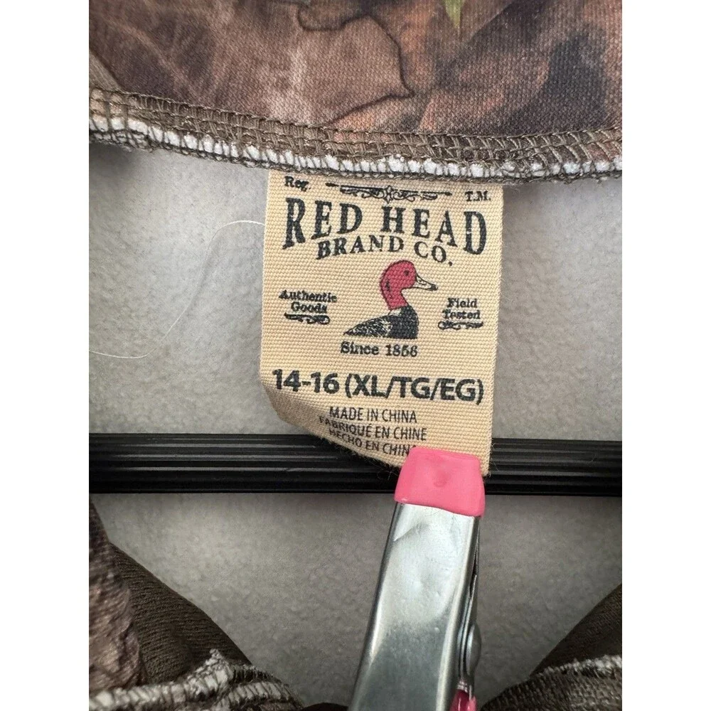 RedHead Boys 14-16 Camo Fleece Hooded Jacket Full Zip Polyester Hunting